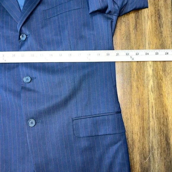 Ermenegildo Zegna 2pc Wool Suit Navy Blue Brown Pinstripe 50R - Picture 7 of 16